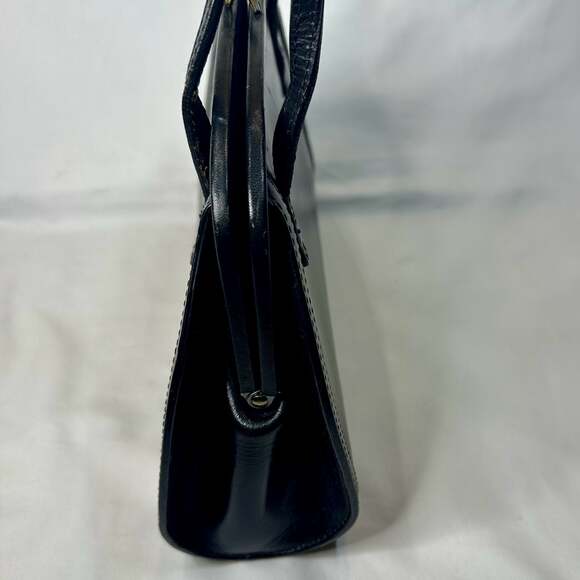 Fossil Forever Vintage Black Leather Kiss-Lock Shoulder Bag - Picture 9 of 10